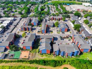 an aerial view of a neighborhood