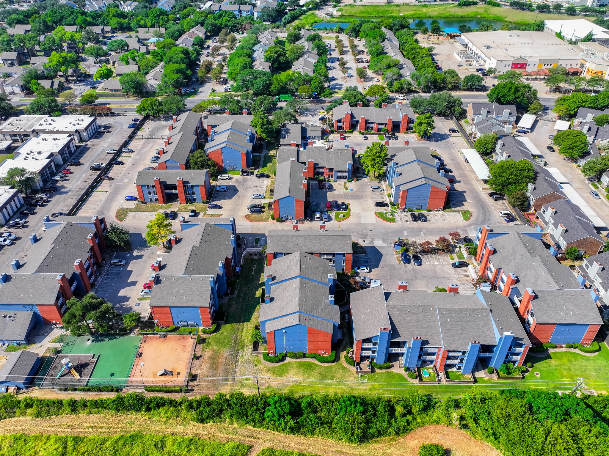 an aerial view of a neighborhood