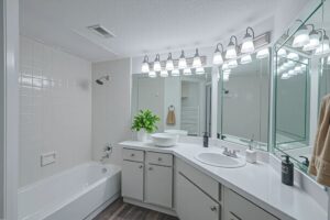 a bathroom with a sink and bathtub